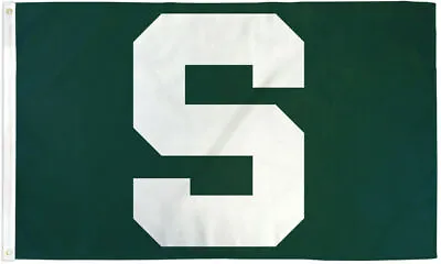 Big Green S Flag 3x5ft Sports Flag MSU Spartans Flag Michigan 100D FABRIC • $8.88