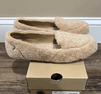 NIB Womens UGG Size 8 Hailey Fluff Loafer Moccasin Slipper Shoe BNZ Beige • $64.99