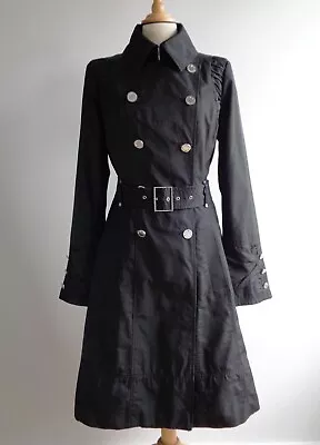 STAR By JULIEN MACDONALD Black Shower Resistant Rain Mac Coat Size 12 • £19.99