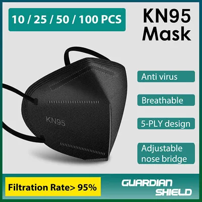 $12 • Buy 10-100 KN95 N95 Mask Disposable Particulate Respirator Face Masks 5 Layers