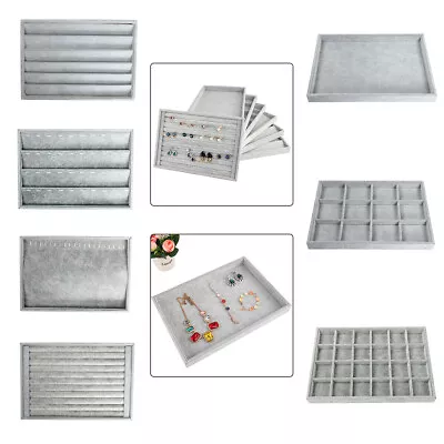 NEW Velvet Jewellery Display Tray Ring Earring Necklace Bracelet Storage Box • $23.59