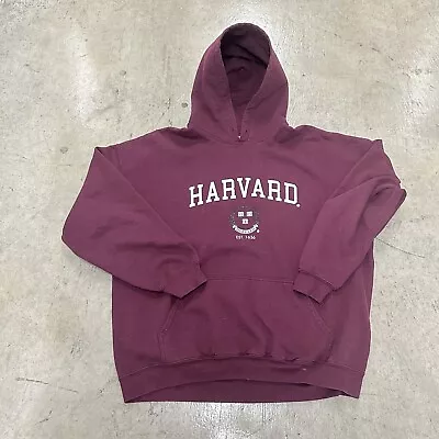 Harvard XL Pullover Hoodie Sweatshirt Burgundy Vintage • $21.50