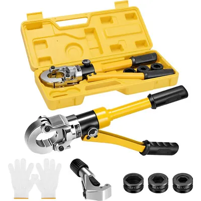 Copper Tube Fittings Hydraulic Pipe Crimping Tool With 1/2  3/4  And 1  Die Set • $99.99