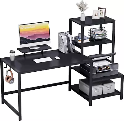 Computer Desk 58 Inch With Storage Printer Shelf Reversible Gaming Home Office D • $181.99