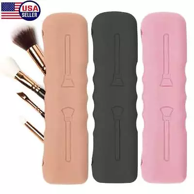 Silicone Makeup Brush Holder Case Container Portable Makeup Bag Compact Travel • $7.73