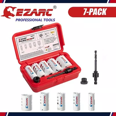 7PC EZARC Bi-Metal Hole Saw Kit Hole Saws Set Cobalt Drill Hole Cutter W/Mandrel • $29.99