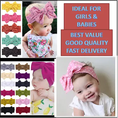 £2.99 • Buy Baby Headband Bow Knot Big Vintage Retro Hair Ribbon Children Kids Girls