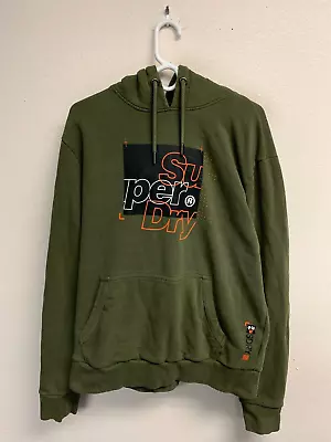 Superdry Men's Hoodie Sweatshirt FITS XL/2XL Green Pullover Japan Sweater *STAIN • $4.95