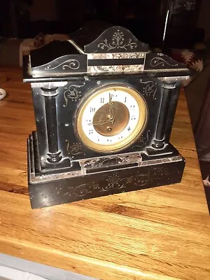 Rare Antique Marble Brocot French Mantel Clock With Key • $375