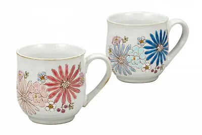 Pair Kutani Yaki Ware Mug Tea Coffee Cup Set Of 2 Hana Flower Iroe-Yu Kilin • $217.65