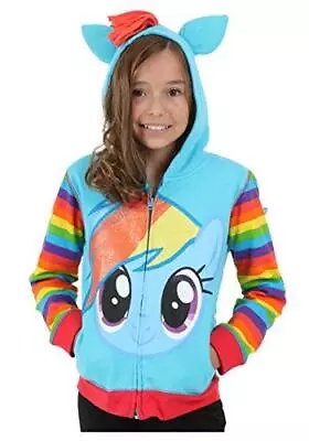 My Little Pony Big Girls Zip-up Hoodie Rainbow Dash Large (12/14) • $32.09