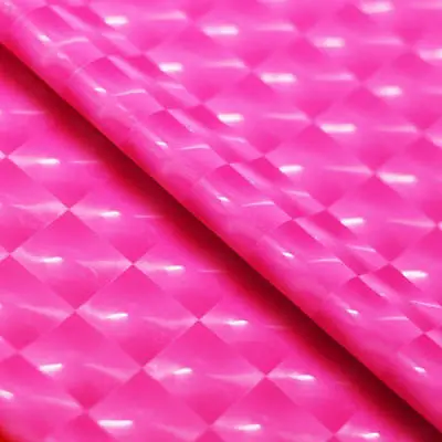 Vinyl 4 Way Stretch Kaleidoscope Spandex Hot Pink Hologram Soft Clothing Fabric  • $25
