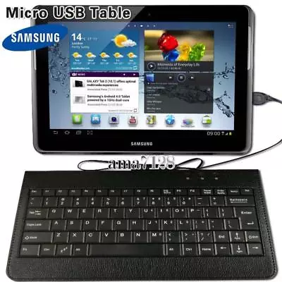 £5.99 • Buy Micro USB Leather Keyboard Plug And Play For 9.7  10  Samsung Galaxy Tab A E S