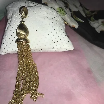 Vintage Monet Brushed Gold Tone Tassel Pendant Only • $18.99