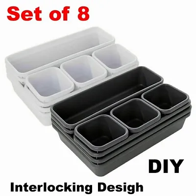 £8.49 • Buy 8X Drawer Draw Insert Organisers Storage Solution Tidy Socks Divider Box DIY Set