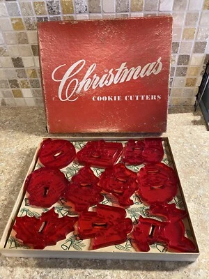 $15 • Buy Vtg 10Piece Cookie Cutters HRM W/Box Red Plastic Educational Products Co. Recipe