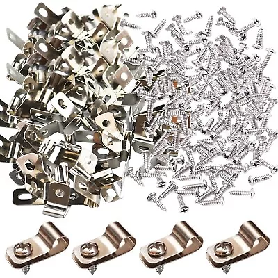 100 Pcs Fence Wire Clamps 100 Pcs Screws 2/6 Gauge Wire Fencing Stainless Clips • $19.11