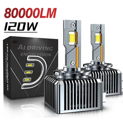 2x D1S D1R LED Headlight Bulbs 6000K White Replace Xenon HID Lamps 120W 80000LM • $37.98