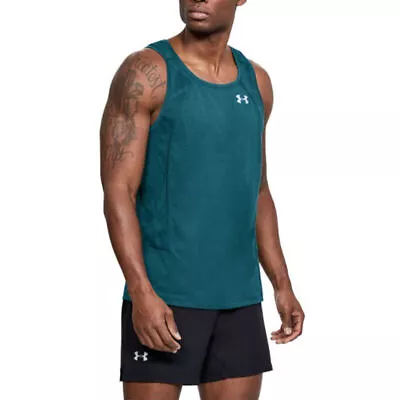 Under Armour UA Threadborne Swyft Mens Tourmaline Gym Sports Running Vest • £19.99