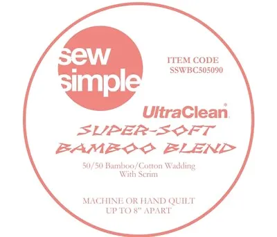 Sew Simple Bamboo Cotton Quilting Washable Batting Wadding 90  Wide Per 50cm • £12