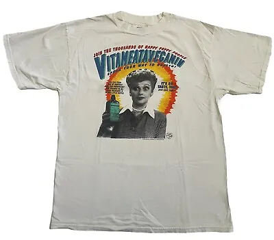 VTG 1992 I Love Lucy Vitameatavegamin Syrup White XL CBS Promo T Shirt 90s • $45