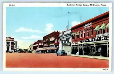 McKINNEY Texas TX ~ Business Section STREET SCENE C1940s Collin County Postcard • $6.78