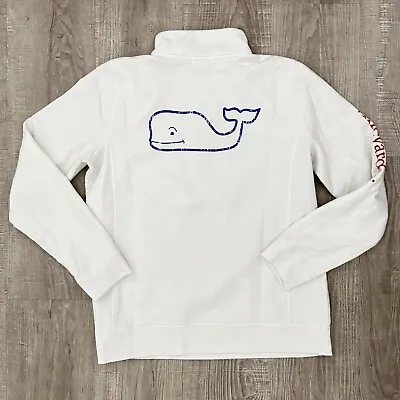 Vineyard Vines Classic 1/4 Zip Large Logo Sweatshirt. Women’s Medium White • $24.95