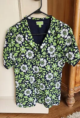 Vera Bradley Floral 2-piece Pajama Set Size Large Preowned Short Sleeve Capris • $21.93