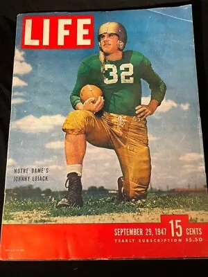 Vintage Life Magazine September 29th 1947 Notre Dame's Johnny Lujack • $10