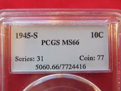 1945 S  10c Mercury Dime PCGS MS66  MS 66  Uncirculated • $31.07