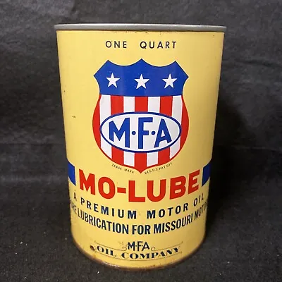Vtg MFA Mo-Lube Empty Metal 1 Quart Motor Oil Can Tin Missouri Gas & Oil • $75