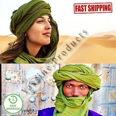 Handmade Scarf Tuareg Ethnic Turban Moroccan African Sahara Green Unisex 2m • $29.99