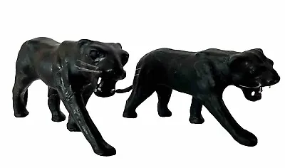 S/2 MCM Vintage Black Jaguar Panther Statuettes Figurines • $48