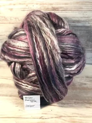 80/20 Merino/Silk Blended Wool Roving Juniper 4 Oz • $22