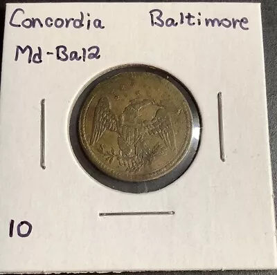 Concordia Baltimore Trade Token Eagle And Stars Md-Ba12 • $1.99