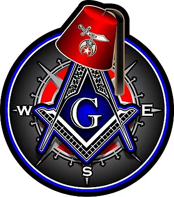 ProSticker 118 (One) 4  Masonic Shriner Compass Square Fez Decal Sticker Lodge • $6.95