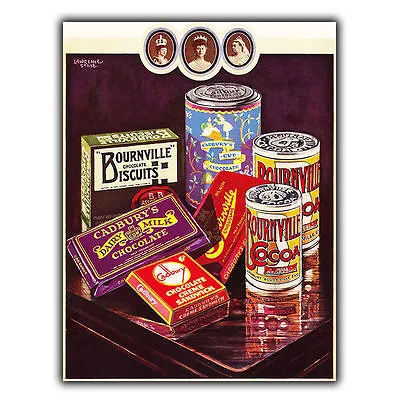 CADBURY'S BOURNVILLE CHOCOLATE METAL SIGN WALL PLAQUE Vintage Advert Kitchen • £4.45