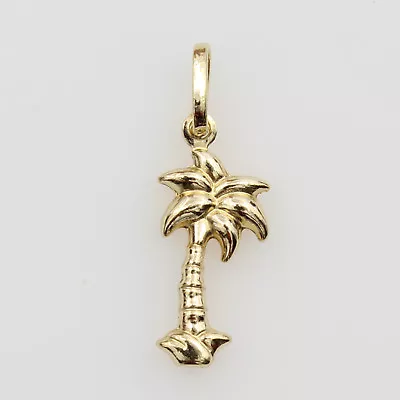 $85.85 • Buy 14K Real Yellow Gold Small Palm Tree 3D Puffed Hollow Charm Pendant