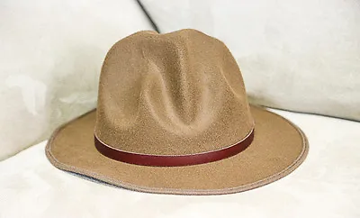 Mountie Hat Genuine Brown Leather Band Wool Top Hat Premium Quality Party On! • $16.99
