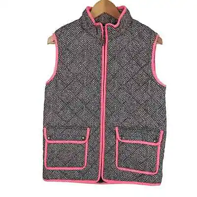 J. Crew Crewcuts Herringbone Pink Trim Puffer Vest Size 16 • $22.95