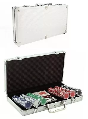 Professional 300pcs Texas Hold'em Poker & Blackjack Play Set With Aluminium Case • £27.95