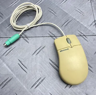 Vintage Microsoft IntelliMouse Ball Mouse PS/2 Compatible X04-72167 Authentic • £3.85