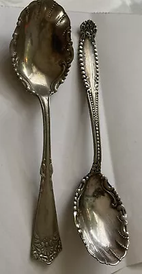 2 Antique H&T MFG Co. A1 Silverplate Silverware Nut Spoon 6” & CueVee Silver War • $13.99