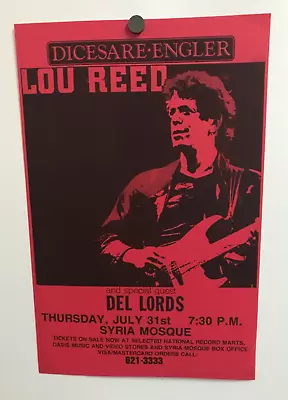 Lou Reed Concert Poster Special Guest Del Lords 11x17 • $11.99