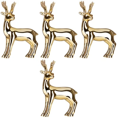 £48.64 • Buy 4x Cartoon Craft Delicate Deer Deer Ceramic Sculpturess Glossy Accents For Room 