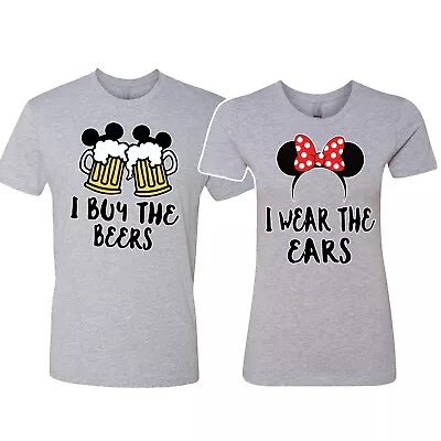 $11.95 • Buy I Buy The Beers , I Wear The Ears Couples Matching T Shirts Disney Vacation Tees