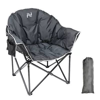 Oversized Heavy-Duty Club Folding Camping Chair W/ Pocket Moon Round Saucer • $72.99