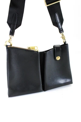 $155.99 • Buy Zac Posen Womens Black Leather Double Compartment Shoulder Bag Handbag