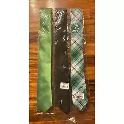 3 Piece Tie Lot - Skinny Tie Madness Brand - Green Ties - Bird Tie - Tie Lot • $6.99