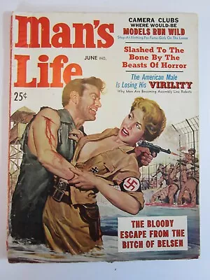 Man's Life Magazine June 1959  PR  The Bloody Escape From The Bitch Of Belsen! • $29